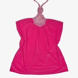 Hot Pink Crochet Tie Up Halter